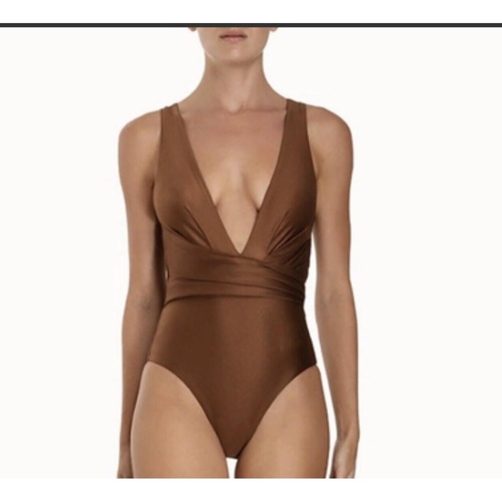 Zimmermann Raie Plunge Onepiece Swimsuit Tan (Bronze) Sz 1 US 6 New with tags